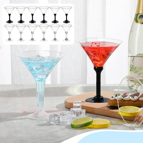 6-Piece Disposable Plastic Cocktail Glasses Set, Tall Transparent Party Cups for Desserts and Drinks, Ideal for Holiday Celebrations and Entertaining Guests | Black KTFgvq