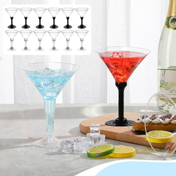 6-Piece Disposable Plastic Cocktail Glasses Set, Tall Transparent Party Cups for Desserts and Drinks, Ideal for Holiday Celebrations and Entertaining Guests | Black KTFgvq