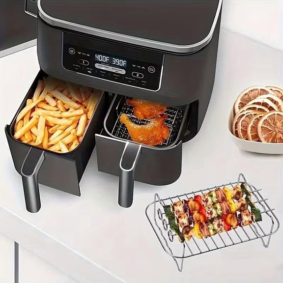 6-Piece Double-Layer Air Fryer Basket Accessories Set for Ninja DZ201 Foodi & 8QT-10QT Dual-Zone Air Fryers