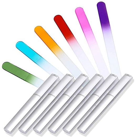 6 Piece Double Sided Glass Nail File Set, Crystal Nail Files for Manicure, Pedicure and Daily Nail Care, TIKA