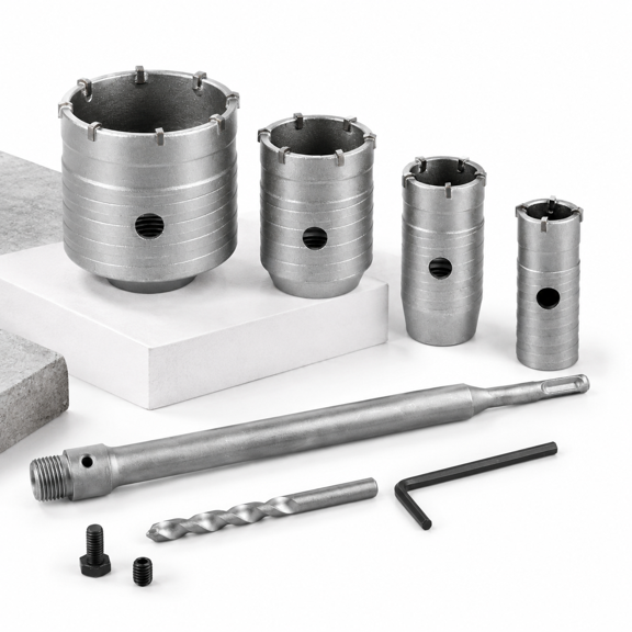 6-Piece Dry Core Drill Bit Set For Concrete, Brick, Masonry, Tile, 30/40/50/68mm Holes
