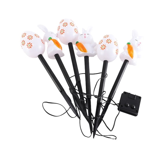 6-Piece Easter Solar Light Set with Bunny Carrot and Egg Designs, LED Outdoor Garden Decoration for Patio and Courtyard, Festive String Lights for Holiday Celebration and Spring Parties