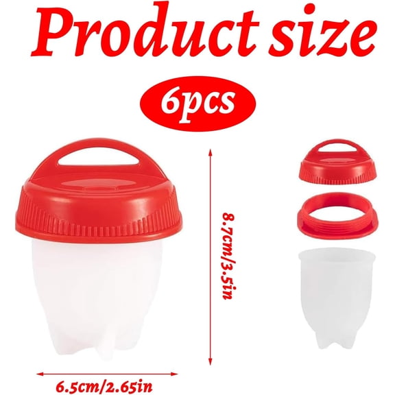 6 Piece Egg Cooker Set, Silicone Egg Cooker Cups, Boiled Eggs, Water Boiled Egg Cooker, Boiled Eggs, Non-Stick Pan Egg Cooker, Shell-Free Egg Cooker Set, Quick Boil Breakfast Eggs