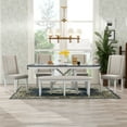 thumbnail image 1 of 6 Piece Extendable Dining Table Set, Atumon Wood Dining Room Set for 6, Dining Table Set with 4 Beige Cushioned Chairs and Bench, Farmhouse Dining Table Set Furniture for Kitchen Dining Room, Gray, 1 of 10