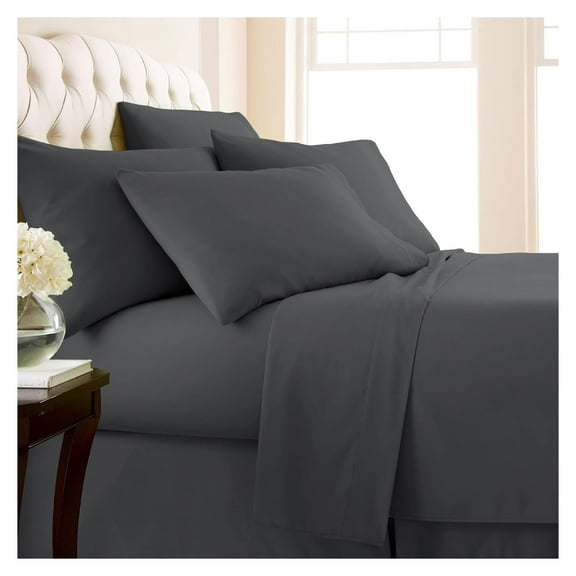 6-Piece Extra Deep Pocket Queen Sheets Set, Ultra-Soft Microfiber Bed Sheets with 21" Deep Fitted Sheet, Oversize Flat Sheet, 4 Pillowcases, Slate