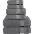 thumbnail image 1 of 6-Piece Fade Resistant Bath towel, Hand and Washcloth Set - Cotton, Grey, 1 of 6