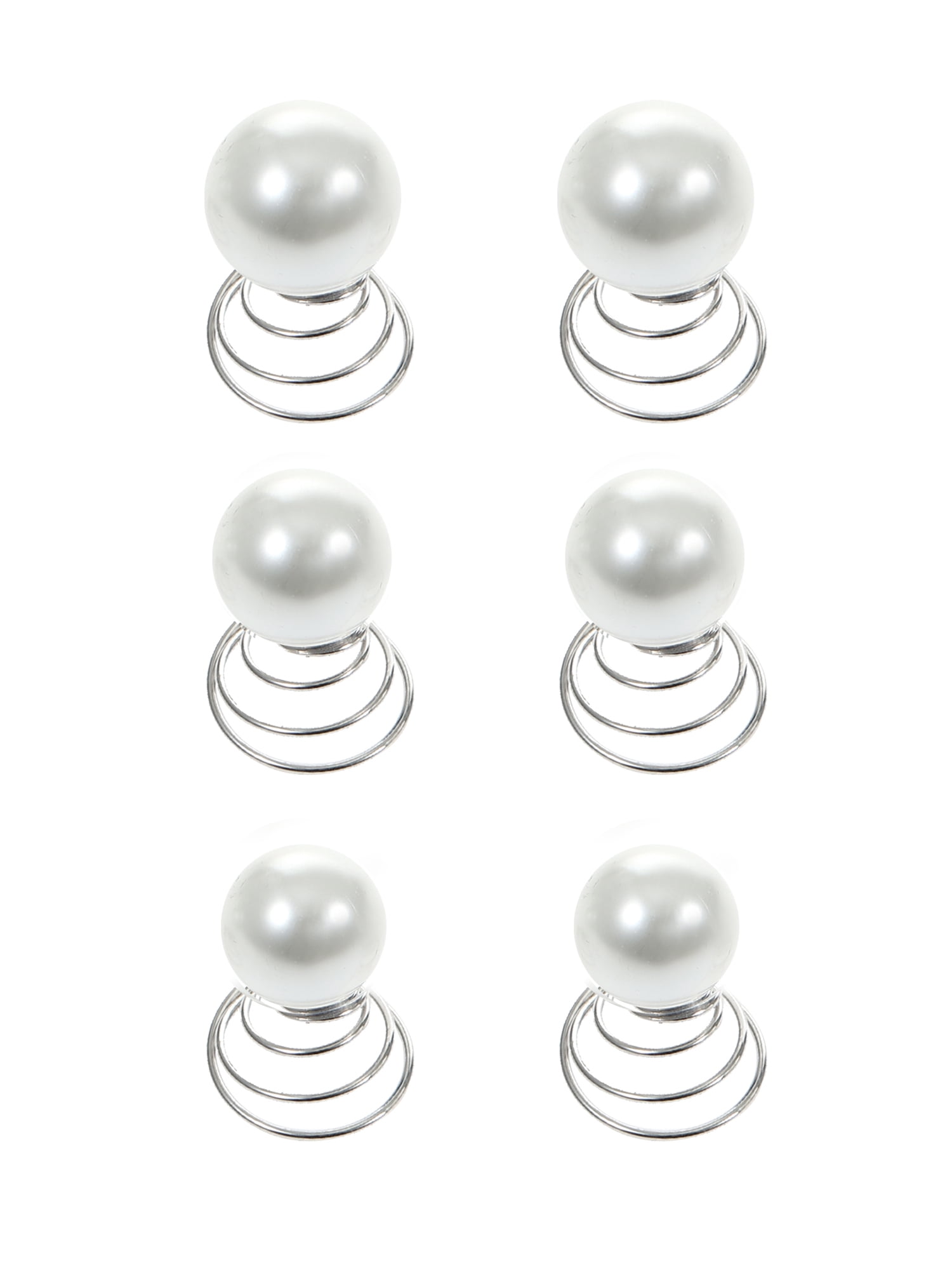 Believe by Brilliance 6-Piece Silver Plated Pearl Hair Coil Set