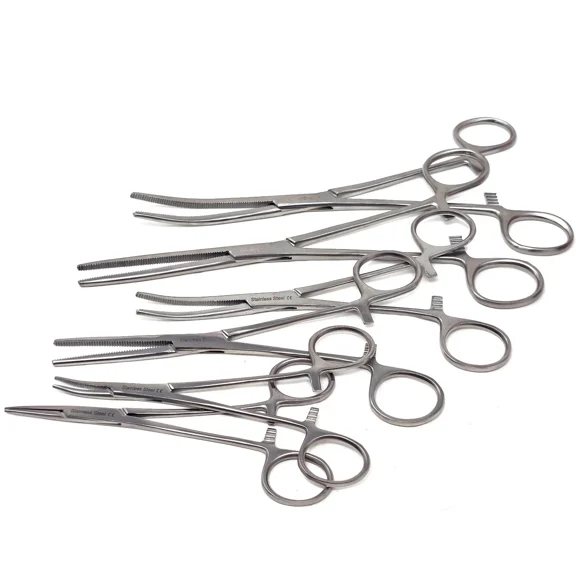 6-Piece Fishing Forceps Set, Stainless Steel Hook Remover with Locking Straight & Curved Forceps, 5", 6.25" & 8"