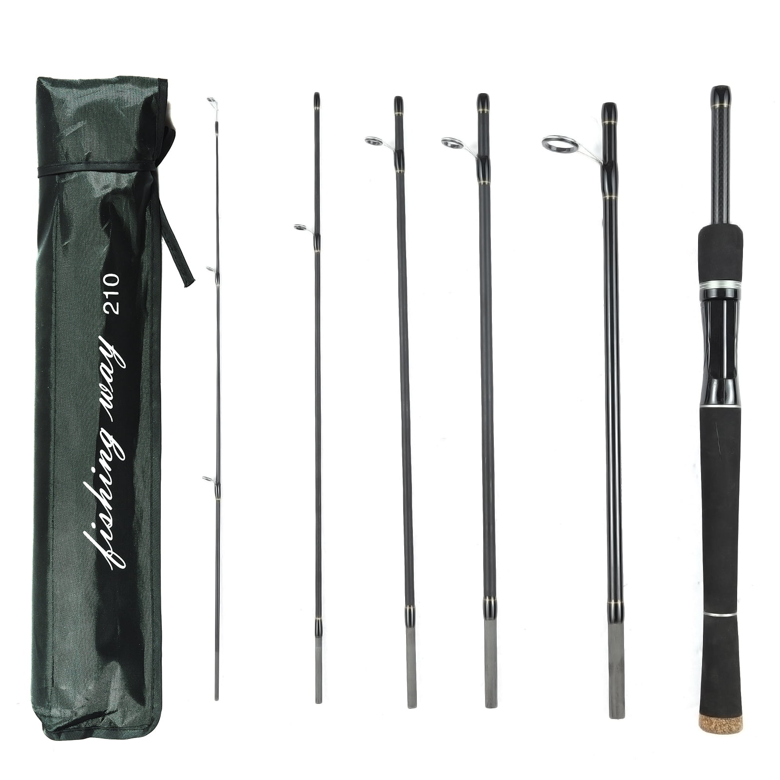 6 Piece Fishing Pole Ultralight Spinning/Casting Rod Travel Fishing Rod with Storage Bag, Size: Spinning Rod 2.1m