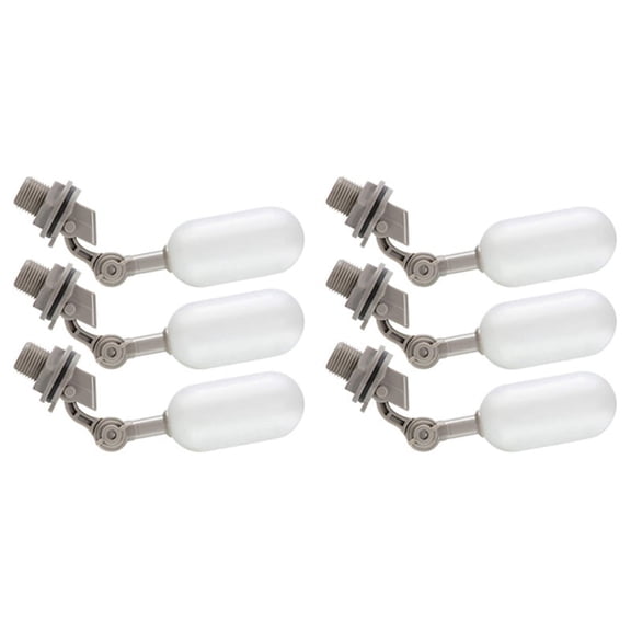 6-Piece Float Valve Set, 1 / 2-Inch Water Supply Pipe Float Valve with Adjusting Arm for Swimming Pool, Aquarium (Gray)