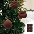thumbnail image 1 of 6-Piece Flocked Christmas Ball Ornaments Set Velvet Baubles for Christmas Tree Home Decor, 1 of 7