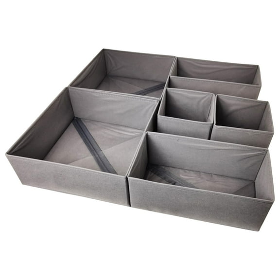 6-Piece Foldable Drawer Organizer Set, Non-Woven Fabric Storage Boxes for Wardrobe, Bra & Sock Drawer Organizers, Space-Saving Foldable Design