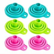 6 Piece Foldable Silicone Kitchen Funnel Set, Collapsible Funnels for Bottles, Jars and Containers, TIKA