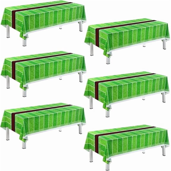 6 Piece Football Field Plastic Tablecloths 54 x 108 Inches