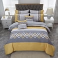 thumbnail image 1 of Davulos 6 Piece Geometric Pattern Yellow Comforter Set，Queen Bed in a Bag Set , Stylish Bedding Set with Comforter, Flat Sheet, Fitted Sheet, 2 Pillowcases & 1 Decorative Pillowcase, 1 of 8