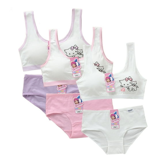 6-Piece Girls' Training Bra Set Cotton Cami Training Beginner Bras Size 8-14 Girls Underwear