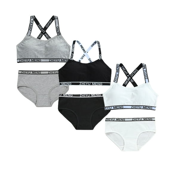 6 Piece Matching Girls Underwear Set Crop Cami Bralette and Underwear Little Girls Underwear Size 8-14