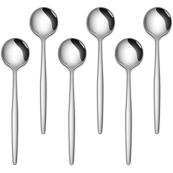 6-Piece Gold Plated Stainless Steel Coffee Spoons, 5.1 Inch Long Handle Tea Spoons for Desserts, Ice Cream, and Stirring