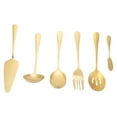 thumbnail image 1 of 6-Piece Gold Serving Flatware Silverware Set, Serving Utensil Set, Include Cake Server, Slotted Serving Spoon, Great for Family Gatherings & Daily Use, Durable & Easy to Clean(Gold,7x1"), 1 of 8