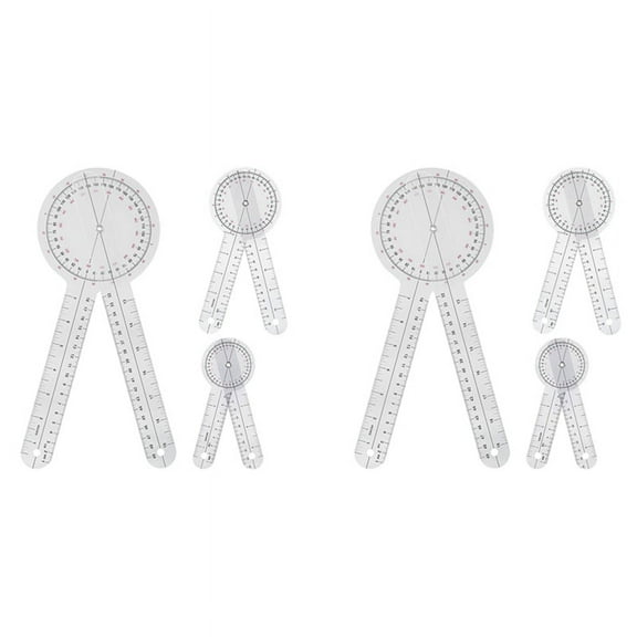 6-Piece Goniometer 6/8/12 Inch Occupational Therapy Protractor Tool Measuring Angle Ruler Universal
