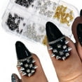 thumbnail image 1 of 6 Piece Gothic Nail Rhinestones Metal Accent Embellishments Manicure Decorations, 1 of 17