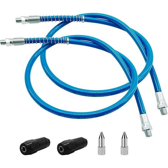 6 Piece Grease Gun Hose Kit, 39 Inch Flex Grease Hose Extension, Sharp Nozzles