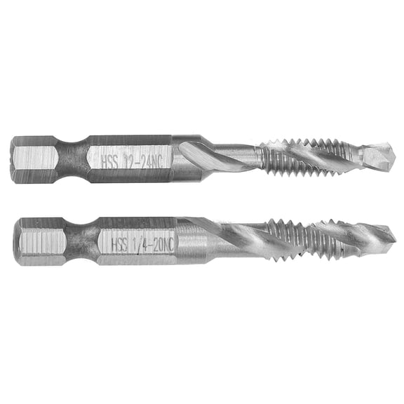 6-Piece HSS Combined Tap Drill Bit Set, US Standard Screw Thread Taps for Wood Plastic Aluminum, Spiral Flute Design