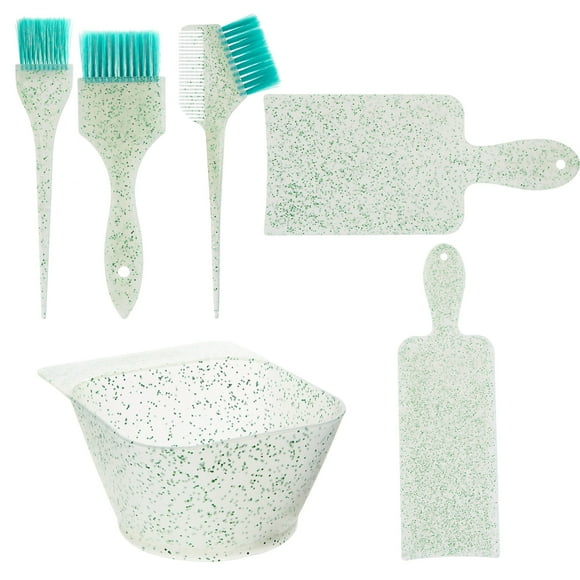 6-Piece Hair Coloring Kit with Brush, Mixing Bowl, and 2 Foiling Boards for Hair Dyeing and Highlighting, Hair Coloring, Tinting, and Bleaching Kit for Women and Girls (Green)