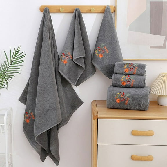 6-Piece Halloween Bath Towel Set Cotton Soft Absorbent Towels for Bathroom Spa Home Decor Includes Bath Hand and Square Towels(Gray,A)