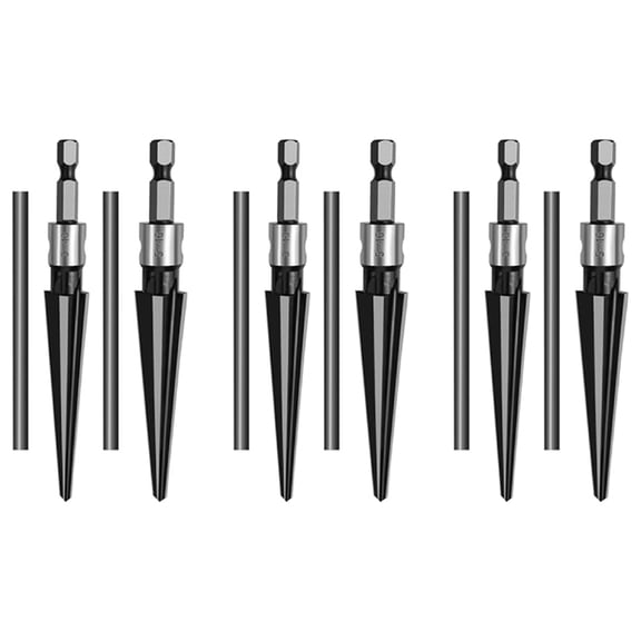 6 Piece Hand/Drill Bit 2 Purposetapered Reamer 6 Slot Hex Reamer 5-16mm / 3-13mm Tapered,3 set x tapered reamer for metal,Black