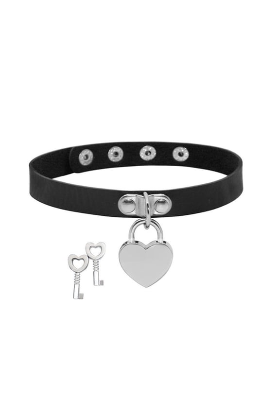 6-Piece Heart Gothic Choker Set, Adjustable Punk Necklace with Metal Chains & Rivets, PU Leather Collar for Halloween, Cosplay, Gift Giving