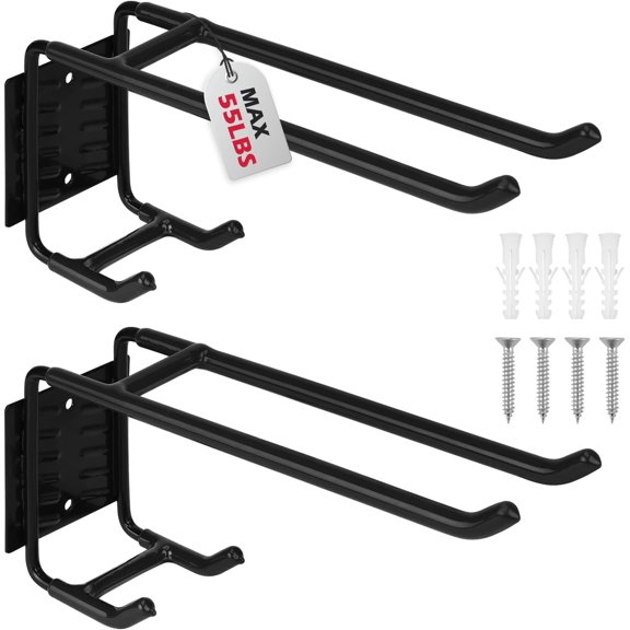 6-Piece Heavy Duty Rafter Hanger Hooks with 2-Piece Extension Straps, Vinyl Coated Large Metal Garage Utility Hooks for Hanging Bike Ladder Garden Tool Organizer (8 Pack, Orange)