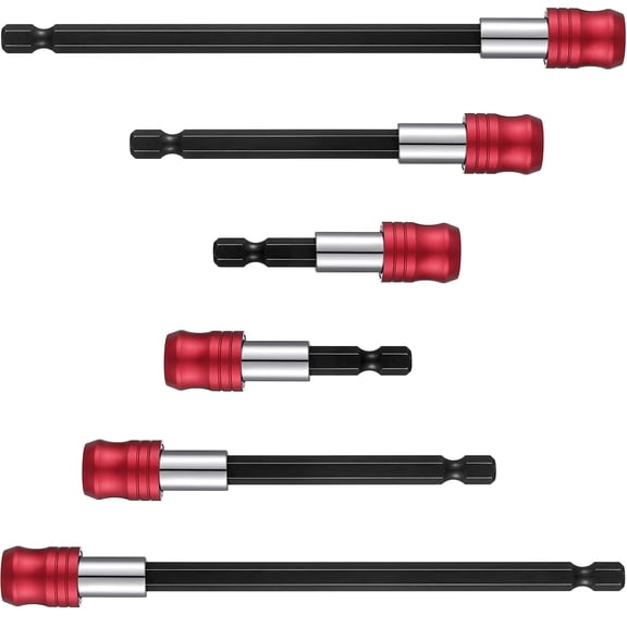 6 Piece Hex Shank Drill Bit Extension Impact Driver Set 1/4 Inch 2-6 Inch Lengths