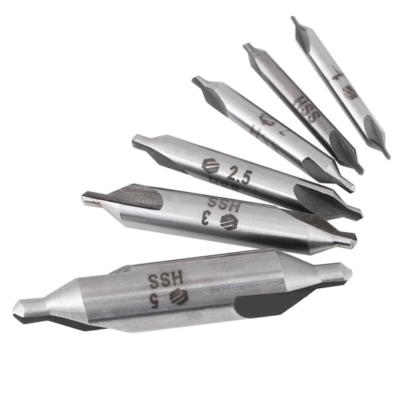 6-Piece High Speed Steel 60 Degree Center Drill Bit Set Countersink Tool Kit for Metal Woodworking Lathe Machining Precision Centering (0.04-0.20 inches / 1-5 mm)