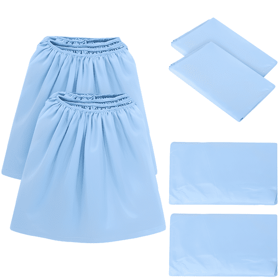 6 Pc Hospital Bed Linen Ensemble, Sky Blue Fiber Cotton, Includes 2 Fitted 84x36x14", 2 Flat 104x59", 2 Pillowcases 19x29", Soft, Breathable, Home & Hospital