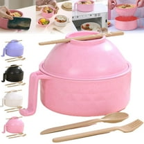 6-Piece Instant Noodle Bowl Set For Students, Large Wheat Fiber Ramen Bowl Canteen Tableware Set Soup With Spoon Fork Chopsticks Lid Drain Bowl, Large Capacity, Lightweight