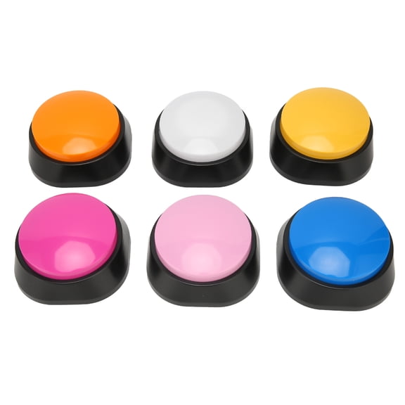 6-Piece Interactive Dog Record Button Set 30-Second Voice Recording Buzzers for Smart Pet Training and Communication, Blue Rose White Pink Orange Yellow (11.4 inches / 29.0 cm)