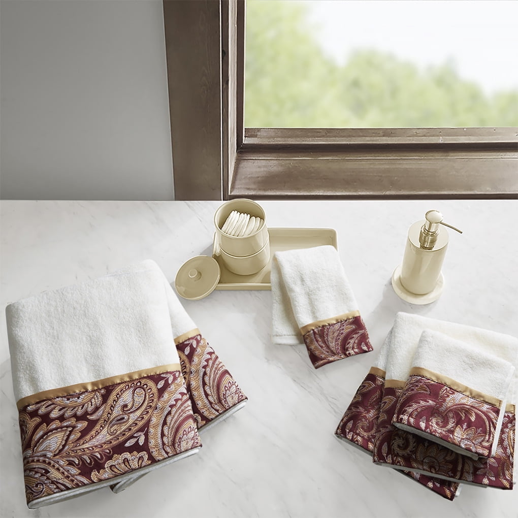 6 Piece Jacquard Towel Set 550GSM Weight Towel Set 2 Bath Towels 2 Hand Towels and 2 Fingertip Towels Burgundy Walmart