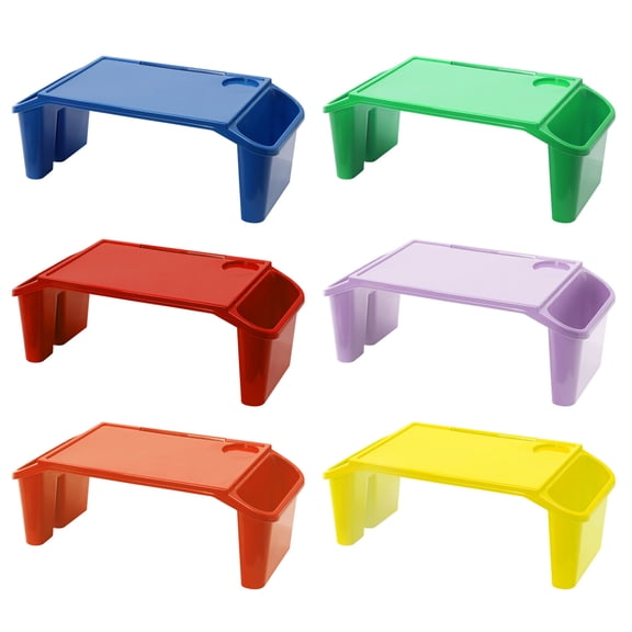 6-Piece Kids Lap Desk Set, Colorful Bed Tray with Cup Holder for Writing & Eating