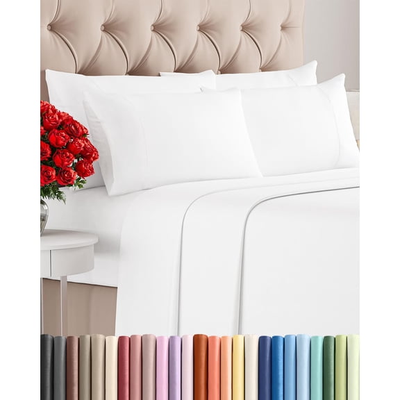 6 Piece King Sheet Set with Deep Pockets White