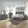 thumbnail image 1 of 6 Piece King Size Bedroom Set, High End Wood Platform Bed Frame with 2 Drawers, 2 Nightstands, Chest, Dresser and Mirror, Wood Bedroom Furniture Sets for Adults, 90''L X 82''W X 64''H, 1 of 10