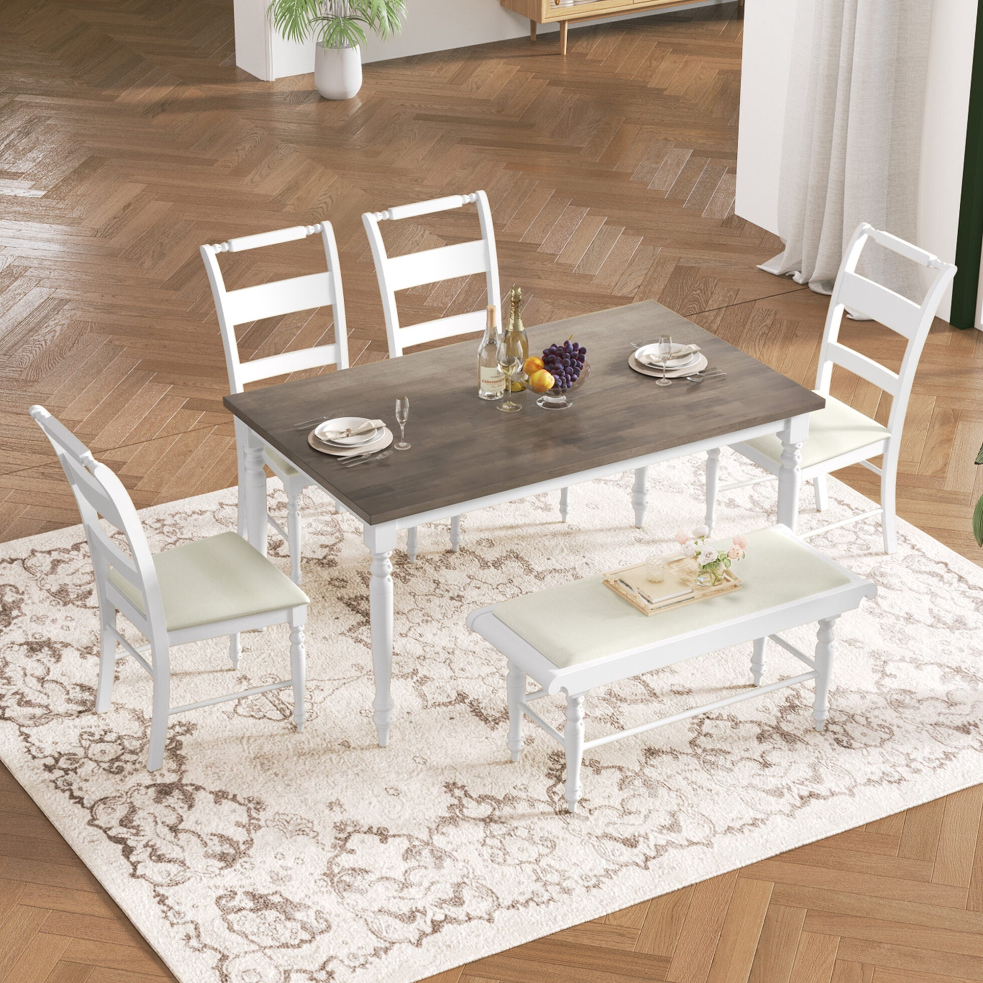 ARCTICSCORPION 6-Piece Kitchen Brekfast Furniture Set, Retro Style ...