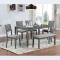 thumbnail image 1 of 6 Piece Kitchen Dining Set, Rectangular Wooden Dining Table with 4 Upholstered Chairs and A Bench, Dining Table Set for 6 People, Living Room, Home Bar and Kitchen, 1 of 12