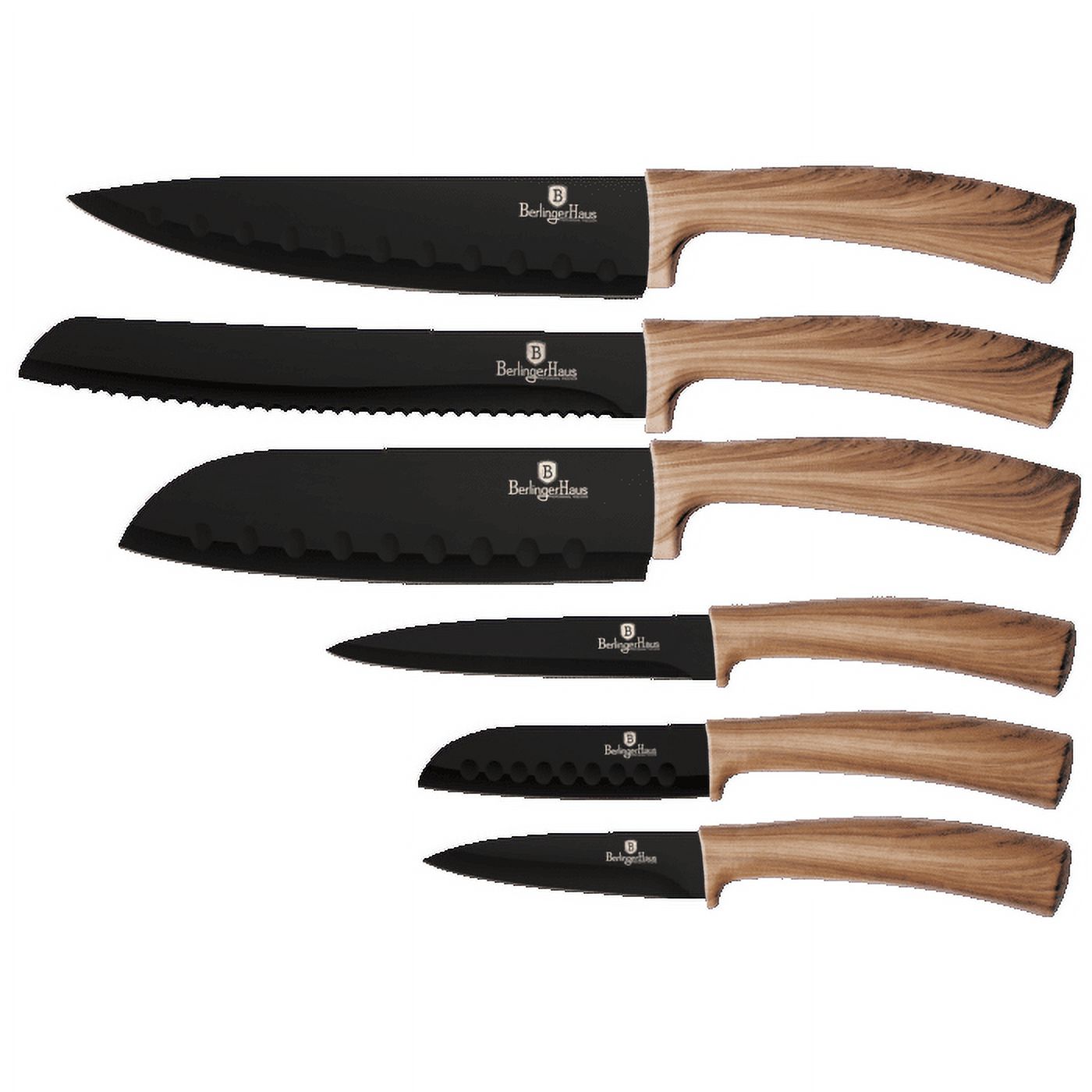 Berlinger Haus 6 Piece Kitchen Knife Set, Elegant Cooking Knives w/ Kitchen  Shears and Sharpener, Stainless Steel w/ Acrylic Stand, Aspen Collection