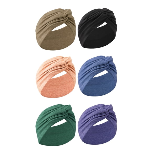 6-Piece Knotted Turban Headbands for Women, Soft Elastic Hair Wrap Set, Cute Knot Headbands,Style as Pictured