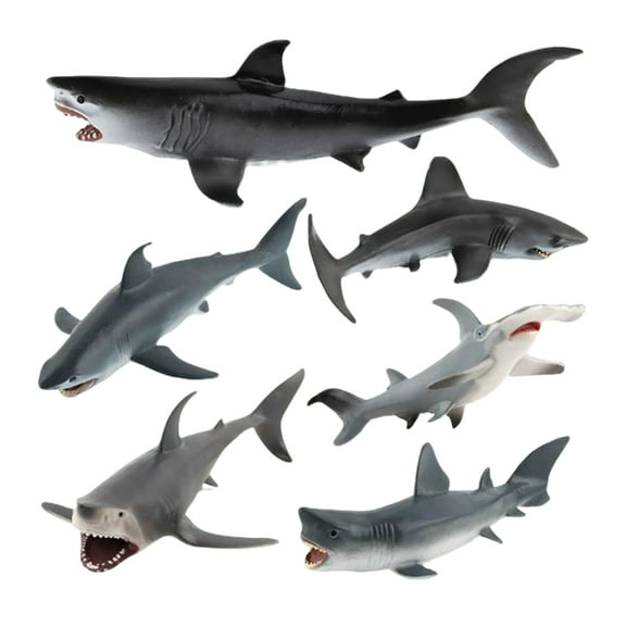 6-Piece Lifelike Shark Animal Models - Realistic Details For Early Childhood Education & Cognitive Play - For Kids, Toddlers, Preschoolers, Classroom, Playtime
