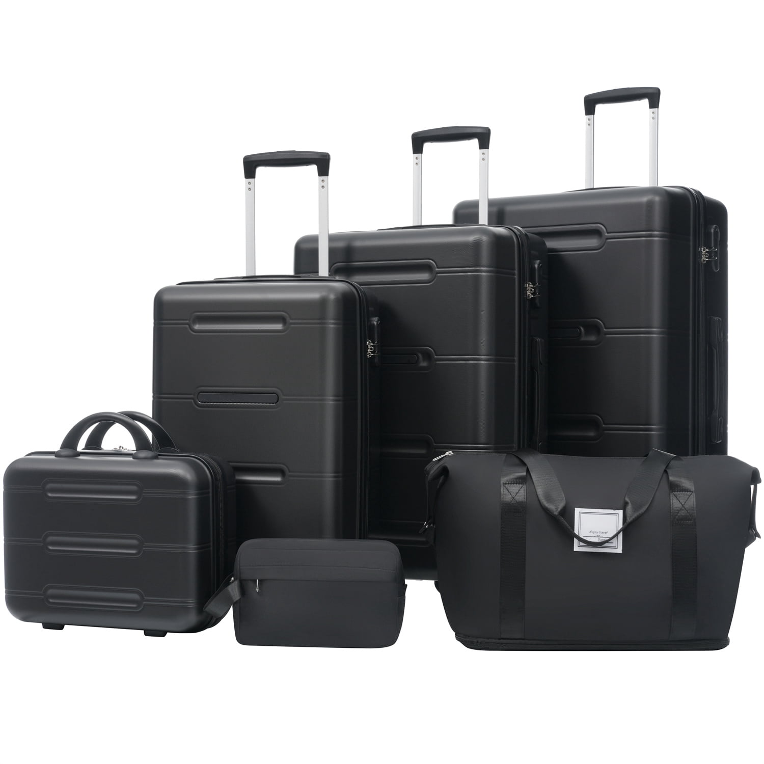 6 Piece Luggage Set,Lightweight Hardshell Suitcase with Double Spinner Wheels Handle Password Lock,14 IN Cosmetic Case 20/24/28 IN Luggages with Duffel Bag and Toiletry Bag