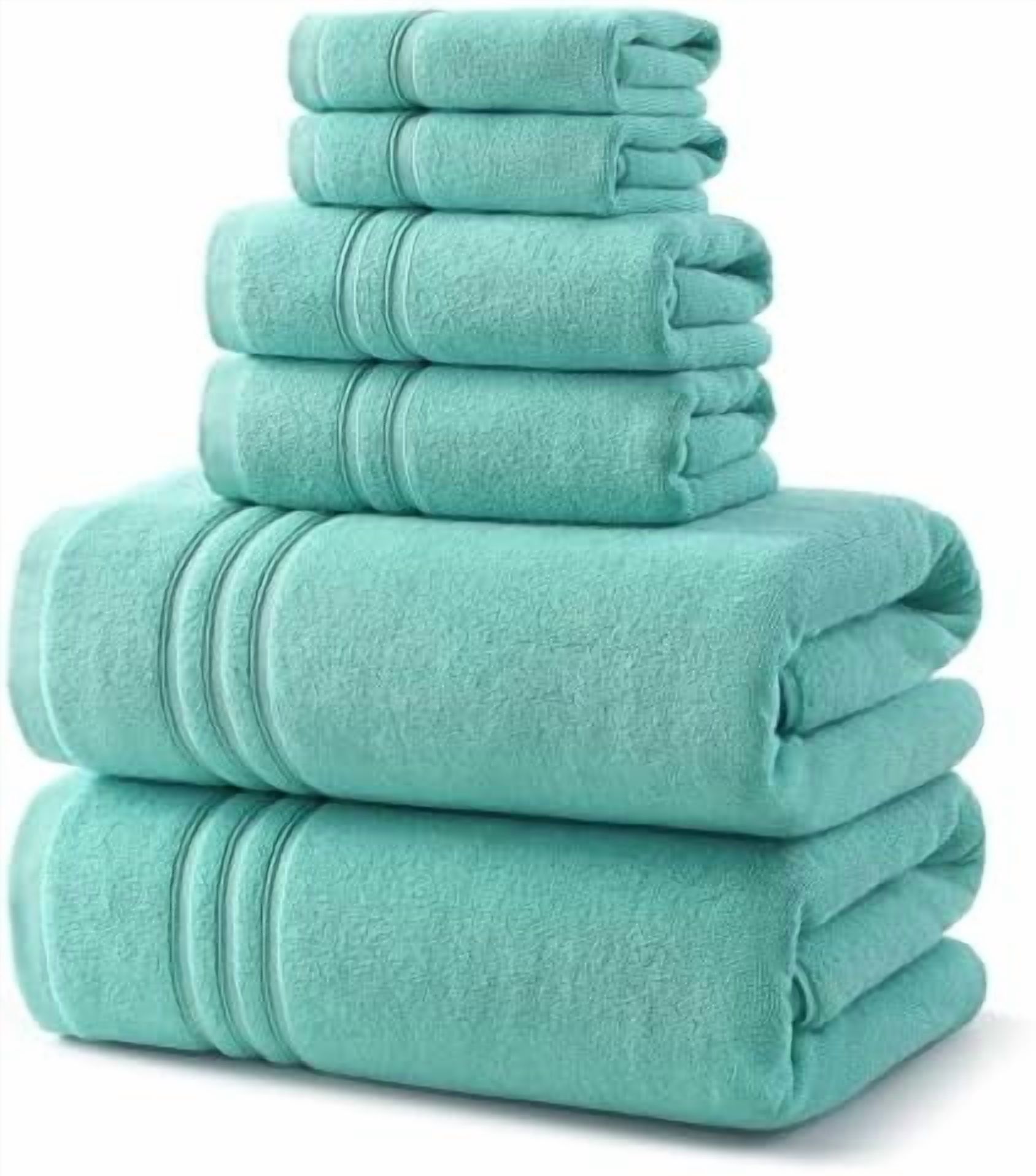 6 Piece Luxury Bath Towel Set - 100% Cotton Towels for Bathroom, 600 ...