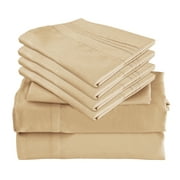COOL HOME GOODS 6 Piece Luxury King Size Rayon Made From Bamboo Sheets Set- King Beige Sheets, Softer Than Cotton-Up To 16" Deep Pockets-Wrinkle Free-Extremely Soft -King Size Bamboo Derived Rayon Sheets-King,Beige
