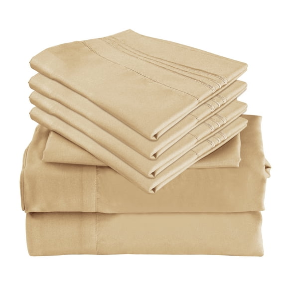 6 Piece Luxury King Size Rayon Made From Bamboo Sheets Set- King Beige Sheets, Softer Than Cotton-Up To 16" Deep Pockets-Wrinkle Free-Extremely Soft -King Size Bamboo Derived Rayon Sheets-King,Beige